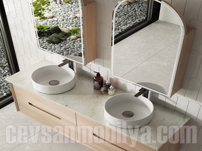 lavabolu ahşap banyo dolapları